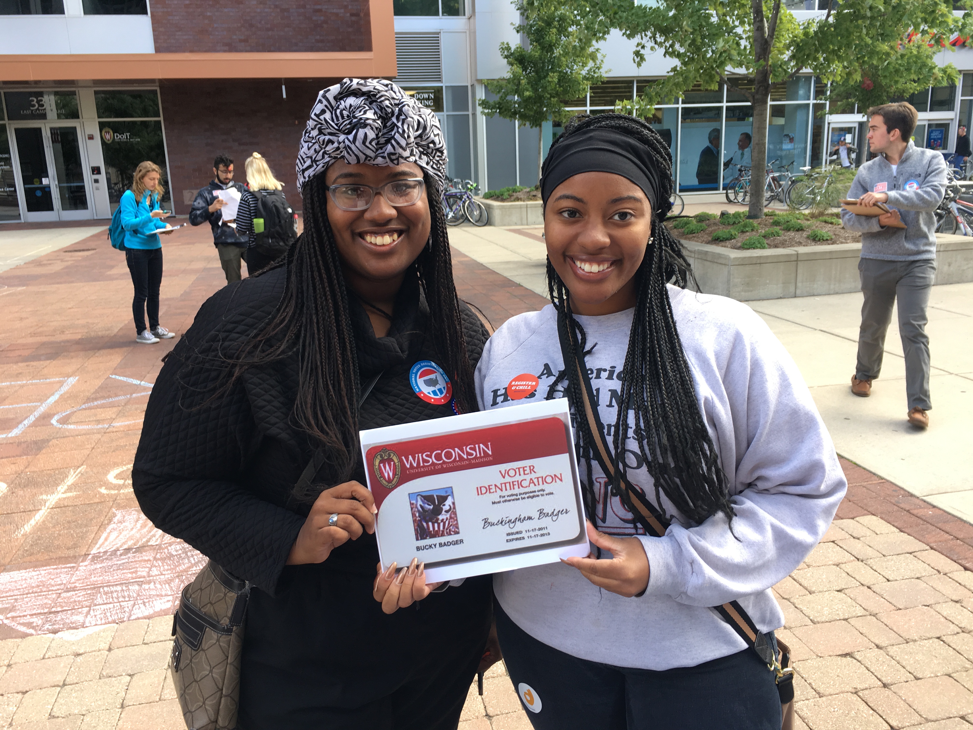 Students participating in a voter registration & voter ID event in Madison, WI