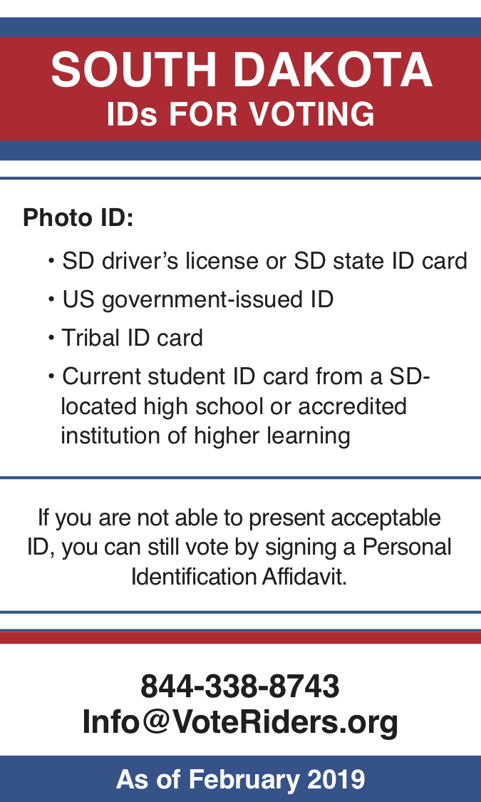 SOUTH DAKOTA Voter ID Information · VoteRiders