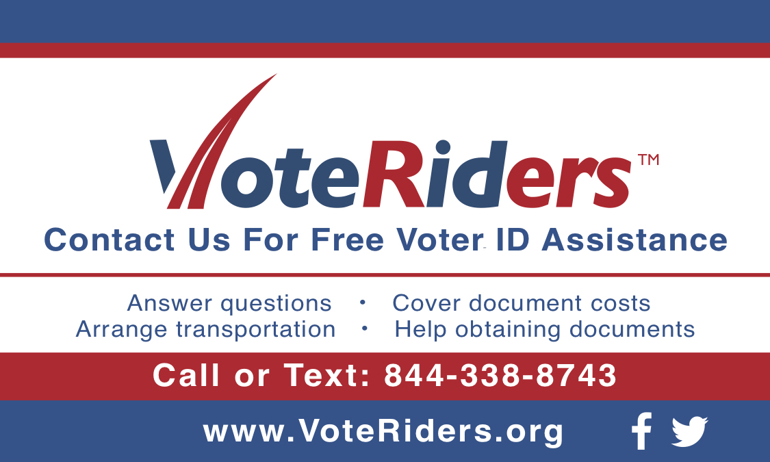 VoteRiders voter ID info card - back - English 2019