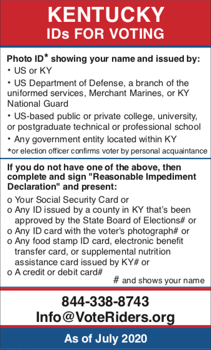 KENTUCKY Voter ID Information · VoteRiders