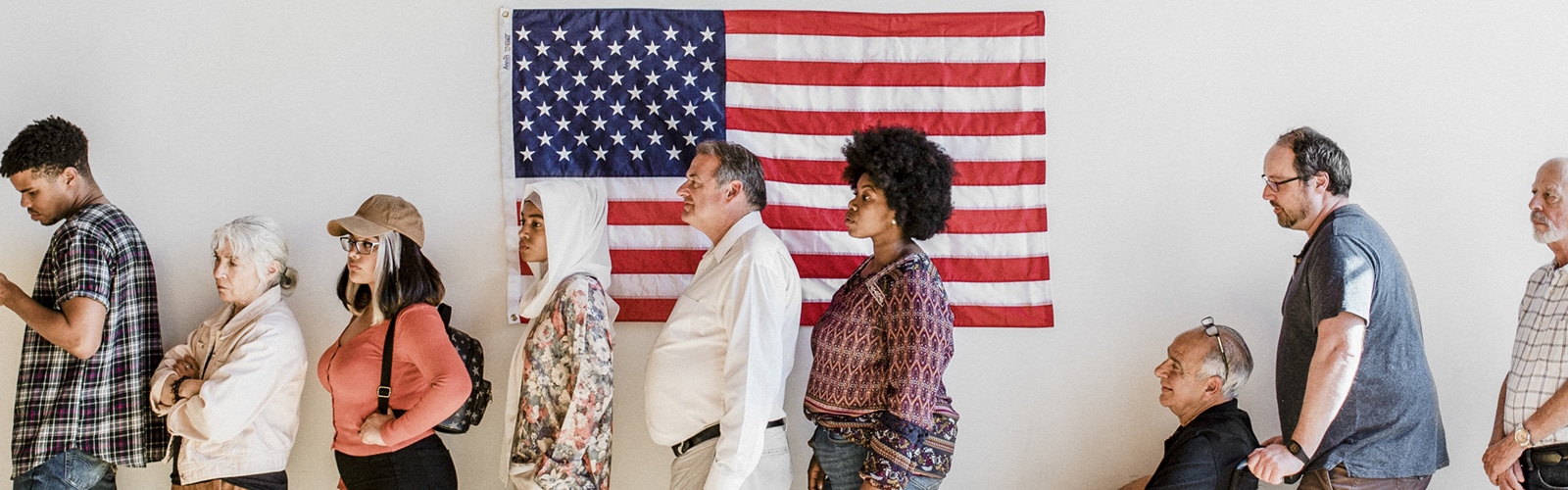 American queuing at a polling place