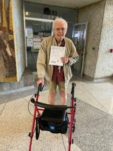 A disabled man votes in the Wisconsin Primary 