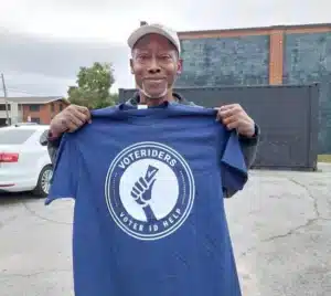 A Georgia voter at a VoteRiders event ahead of the Dec. 6 2022 U.S. Senate Runoff Election