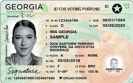 Sample of a voter ID card issued by Georgia 